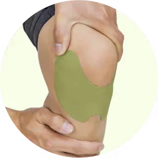 Wellnee patch being placed on a knee
